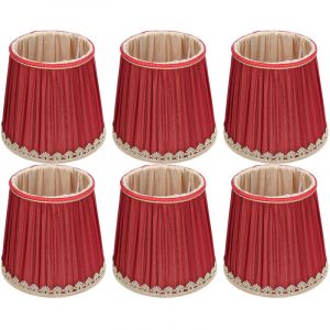 Petit abat-jour en tissu rouge vin bord dor&eacute;, pour lustre de Table E14, applique murale - Sunxury