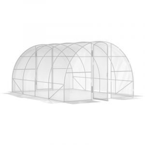 Serre tunnel 4 x 3 x 2 m (12 m&sup2;) avec 2 portes battantes et b&acirc;che en PE 150 g/m&sup2; pour l&eacute;gumes, plantes et fleurs