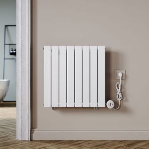 SONNI Radiateur électrique chaude en acier Radiateur Vertical Blanc avec Thermostat Réglable et Télécommandé 600×604mm 600W