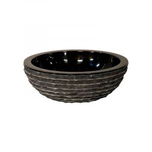 Jamais utilise] Vasque Lavabo à Poser en Marbre Ocean Line Marmo Ronde Noir - KWD-SDB-011