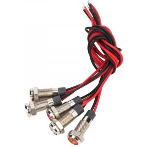 5 pi&egrave;ces lampe &agrave; led IP66 6mm led voyant d'avertissement en m&eacute;tal &eacute;tanche &agrave; l'eau avec fil 1NO rouge vert jaune bleu blanc lampe &agrave; led concave(AC220V)