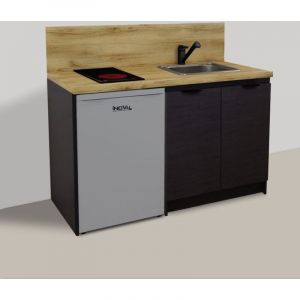 Inoval - kitchenette vulcano 140cm + plaque de cuisson + refrigerateur + evier + mitigeur