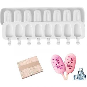 Moules &agrave; Glace Silicone,Moule Magnum Cake,2PCS+50PCS Baton De Glace,Glace Maison Popsicle,Sans Bpa Moule Glace Antiadh&eacute;Sif R&eacute;Utilisable