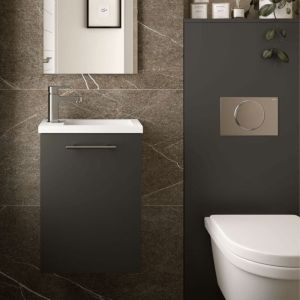 Salgar - Meuble lave mains + miroir Couleur Gris mat