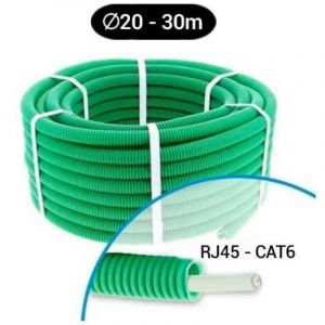 Gaine électrique icta préfilée CAT6 250MHZ ftp 4P D20 Qofil couronne de 30M QOF20FTP4P6CA6VD