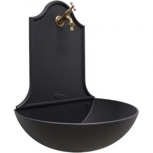 Fonderia Bongiovanni - Fontaine murale en fonte couleur Marbella avec robinet bruni pour jardin à la maison