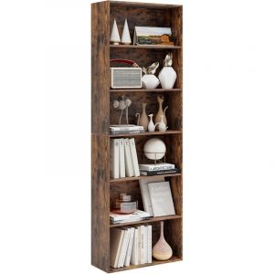 COSTWAY Biblioth&egrave;que, &Eacute;tag&egrave;re Ouverte 6 Niveaux, Range-Livres au Sol, 178 cm de Haut, 2 Kits Anti-basculement, Meuble Case de Rangement, pour Salon,