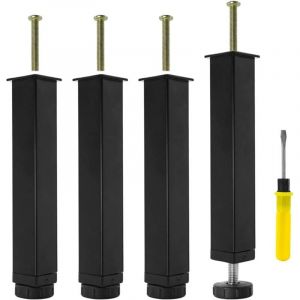 Lot de 4 Pieds pour Sommier à Lattes Métal Pied de Lit à Visser,Hauteur réglable de 0-20 mm,Pied pour Sommier Liaison Pied de Support de Lit Pieds de