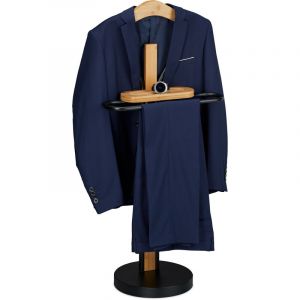 Relaxdays &ndash; Valet de chambre autonome en bambou et m&eacute;tal &ndash; Dimensions 109 x 48 x 30 cm &ndash; Cintre et tringle pour v&ecirc;tements &ndash; Design noir et nature