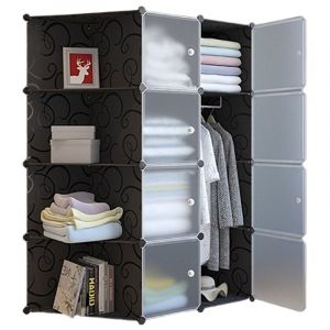 Armoire Penderie pour Enfant &Eacute;tag&egrave;re de Rangement en Plastique Meuble de Rangement Portable pour V&ecirc;tements Chaussures Jouets Accessoires,12 cubes,