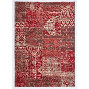 Dezenco - Tapis salon et chambre 80x150 rouge rectangle tiss&eacute; motif ethnique LYN1 workypatch