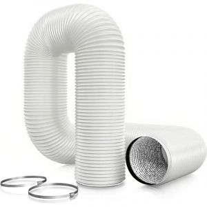 &oslash;150mm (Blanc) Tuyau d'&eacute;vacuation d'air 6m, tuyau flexible en PVC et aluminium, tuyau d'&eacute;vacuation pour climatiseur mobile, s&egrave;che-linge, hotte