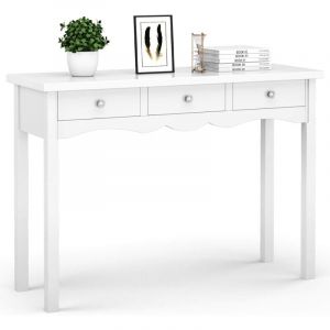 RELAX4LIFE Table de Console en Bois avec Tiroirs, Table d'Entr&eacute;e et Coiffeuse pour Chambre &agrave; Coucher/Couloir/Salon/Bureau Style Moderne, Blanc/Noir