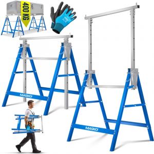 Tréteau de travail télescopique Châssis Tréteau pliant capacité de charge max. 200 kg Tréteau réglable en hauteur Hauteur de travail min. / max.