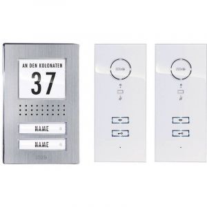 Set complet d'Interphone filaire 2 foyers M-e Modern-electronics adv 122 ww acier inoxydable, blanc