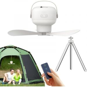 Ventilateur De Plafond - Ventilateur Lumineux Portable USB avec T&eacute;l&eacute;commande pour Tente Batterie 7200 Accessoires d'Ext&eacute;rieur pour Pergola Tonnelle