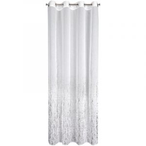 Rideau Olivia 140x250 cm blanc et argent &agrave; &oelig;illets EUROFIRANY