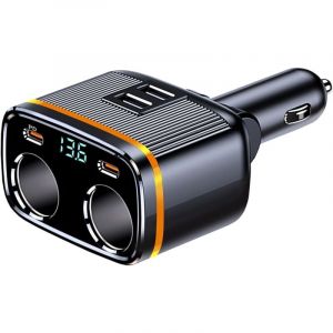Lablanc - 145W Multi Prise Allume Cigare Adaptateur pour Voiture usb c Chargeur Dual usb+pd avec Voltmètre LED,12V/24V Diviseur Adaptateur pour