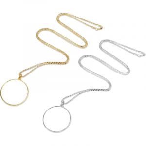 Jusch - Pendentif Loupe 5X, 2 Pièces Mini Loupe Monocle Lentille Portable Monocle Loupe