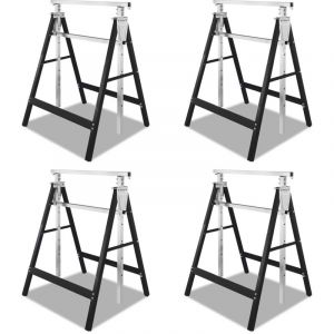 Randaco 4X Tr&eacute;teau d'&eacute;chafaudage galvanis&eacute; Tr&eacute;teau pliant Echafaudage de construction Tr&eacute;teau de travail Tr&eacute;teau m&eacute;tallique &agrave; usage g&eacute;n&eacute;ral