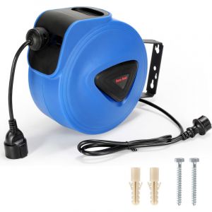 Randaco Enrouleur automatique de c&acirc;ble 20m, Montage mural 180 &deg; Enrouleur de c&acirc;ble rallonge ext&eacute;rieur avec c&acirc;ble &eacute;lectrique Enrouleur de tuyau