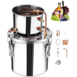 VEVOR Distillateur Alambic 11,4 L, Chaudiere a Spiritueux en Acier Inoxydable, Distillateur deAlcool et d&rsquo;Eau avec Serpentin en Cuivre, Kit de