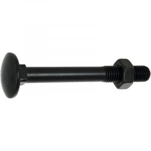 Boulons tête ronde collet carré Japy acier zingué noir. filetage partiel. diamètre 7 mm. longueur 50 mm. boîte de 100 boulons - TORBEL INDUSTRIE