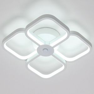 Plafonnier Led, Rectangulaire Moderne Métal Acrylique Lampe de Plafond 30W Lustre Plafonnier, Dia 24CM Plafonnier Bureau pour Chambre à Coucher,