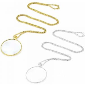 2 Pi&egrave;ces 5X Monocle Loupe Lunettes avec Alliage Collier Pendentif Cha&icirc;ne pour Livres Journal Lecture Cosplay Accessoires