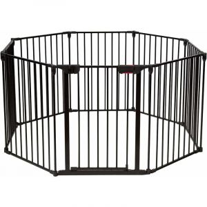 Barrière de Sécurité pour bébé avec 8 Pans, Animaux Enfant Grille de Protection Cheminée Pare-Feu de Cheminée, 500x74,5cm, Noir - Costway