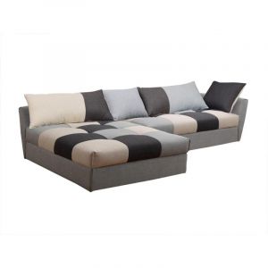 Vente-unique - Canapé d'angle convertible en tissu romane - Gris - Angle gauche