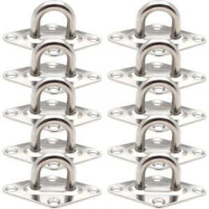 Lot de 10 anneaux d'arrimage, plaques &agrave; &oelig;il en acier inoxydable, crochet d'arrimage de remorque plaque &agrave; &oelig;il en acier inoxydable 304 pour s&eacute;curiser