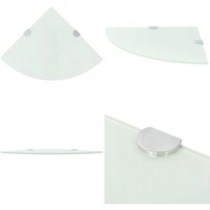 Vidaxl - tagère de coin avec supports chromés Verre Blanc 35 x 35 cm - Étagère Murale - Étagère D'angle - Rangement Mural - Décoration Murale
