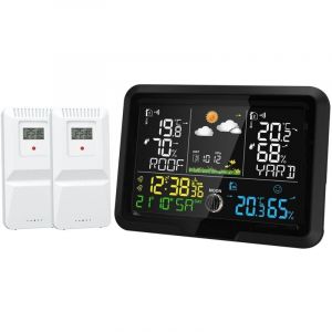 Station météo radio avec capteur extérieur, station météo, écran couleur, prévisions météorologiques, température intérieure et extérieure, réveil