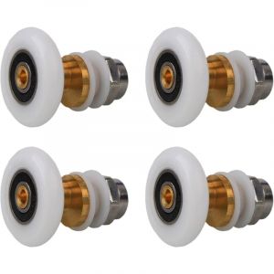 Roulettes Porte de Douche 27mm, Roulette Porte Coulissante Douche en Laiton 4 Pièces pour Rouleau pour Remplacement de Douche Coulissante Verre Porte