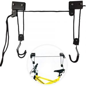 Support velo Plafond Max.57 kg Ascenseur de V&eacute;lo Universel avec Crochet et Range &agrave; Corde Adapt&eacute; aux V&eacute;los et Yacht