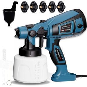 Ulisem800W Pistolet &agrave; Peinture, HVLP Pistolet Peinture Electrique avec R&eacute;servoir 1400ML, Pulv&eacute;risateurs de Peinture pour Cl&ocirc;ture avec 5 Buses et 3