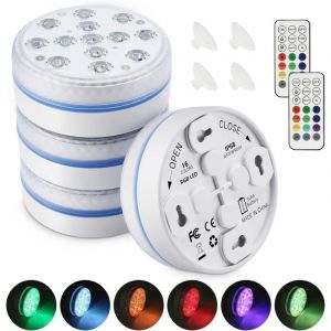 Lumi&egrave;re LED Submersible, Lumi&egrave;res Sous Marines 16 Couleurs, 13 Perles LED Lampe Piscine avec T&eacute;l&eacute;commande RF, Lumi&egrave;res de Baignoire &Eacute;tanche pour