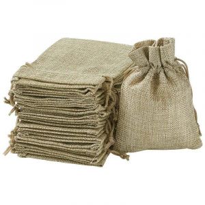 Sac Jute, Petite Pochette Tissu , Pochette Lin 100 PCS , Sac De Toile De Jute Pochon Dragees Sachet Lavande Mariage Petit Sachet Cadeau Pochette