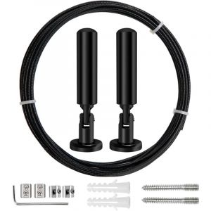 5m Tringle à rideaux Kit, Câble en Acier pour Rideau, pour Rideau, corde à linge de balcon,Noir