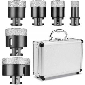 Lot de 6 forets diamant&eacute;s pour carrelage M14 x 10 mm Couronne de forage 20-68 mm Pour meuleuse d'angle Scie cloche Carrelage granit gr&egrave;s c&eacute;rame