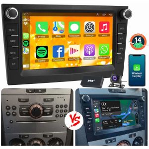 Essgoo - 1+32G pour Opel Corsa c/d Zafira b Astra g h Vivara Combo Signum Vivaro Android 14 Autoradio Carplay noir+DAB+CAM