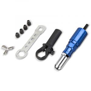 Adaptateur Riveteuse Kit d'adaptateur de Pistolet &agrave; Riveter pour Perceuse &eacute;lectrique sans Fil, Pistolet &agrave; Riveter &eacute;lectrique Rivetage Outil Bleu