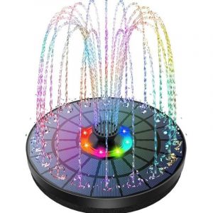 Led Fontaine Solaire Ext&eacute;rieure Flottante 3W Pompe Bassin Solaire avec Batterie, Lumi&egrave;res Color&eacute;es led et 8 Buses, pour Exterieur Ja - Csparkv