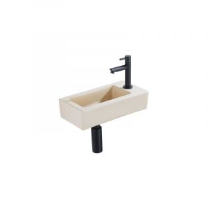 Lave-mains Kit lave-mains - 37.5x18.5x9cm - céramique - trou de robinet à droite - robinet lave-mains noir mat - bonde de vidage - siphon - Qeramiq