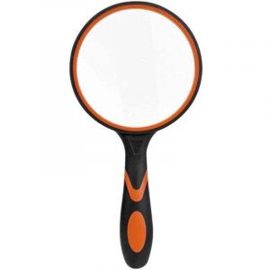 Grande loupe de lecture en verre pour livres scientifiques, journaux, lecture, insectes, passe-temps, observation de qualit&eacute; sup&eacute;rieure,Noir et orange