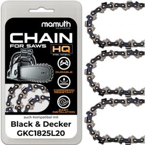 3x Chaîne de tronçonneuse 25cm 1,3mm 3/8' 40 TG pour Black & Decker GKC1825L20