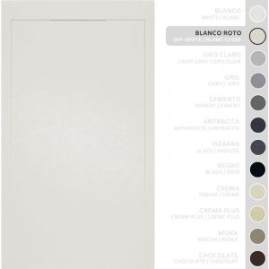 Soulbath - Receveur de Douche Ultra-Plat Antid&eacute;rapant &ndash; R&eacute;sine Gel Coat - Texture Lisse/Pierre &ndash; blanc cass&eacute; - 140X70 - Grille int&eacute;gr&eacute; m&ecirc;me couleur