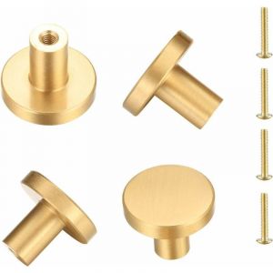 Poignee de Porte Laiton Massif Rond, Poignée de Meuble, Poignée Boutons de Tirage Tiroir Armoire Placards Commode Cuisine, Monotrou Poignée Doree - 4