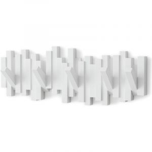 Porte-manteau mural moderne, porte-manteau cr&eacute;atif pour touches de piano avec 5 crochets pliants, blanc